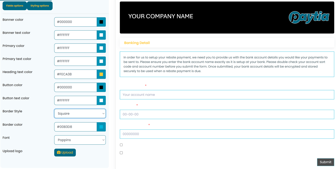 Custom Bank Form Styling Options